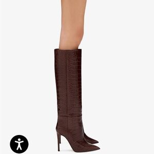 Paris Texas brown croc embossed stiletto boots 38